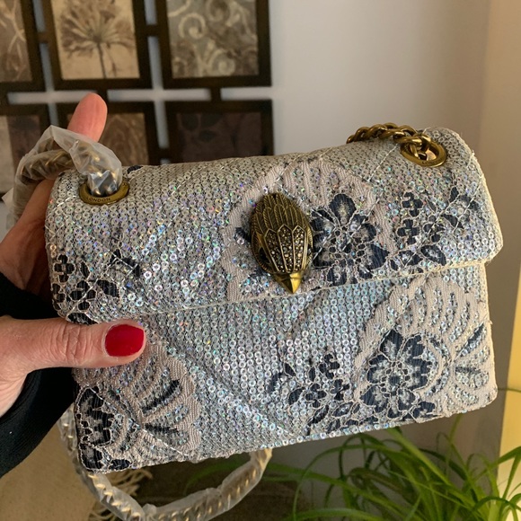 SOLD⛔️KURT GEIGER LONDON INBEDED Sequins floral Magnetic Flap Crosby/Shoulder - Picture 11 of 17